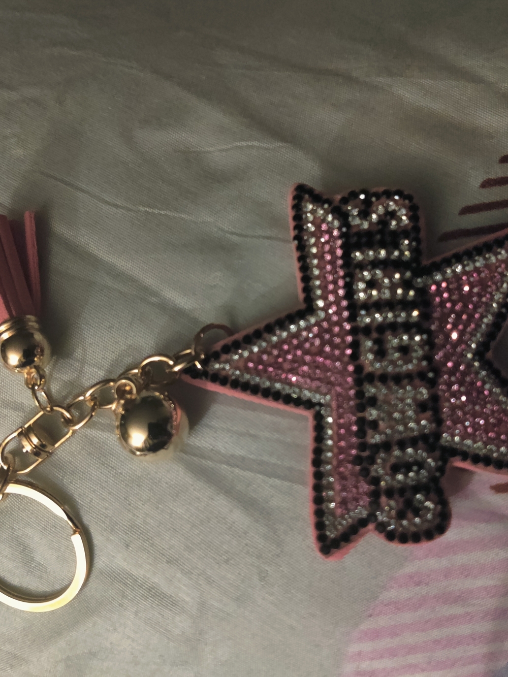 Pink Rhinestone Star Keychain Charm